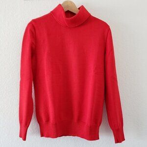 Vintage Red Lilli Ann Knits Zipper Back Turtleback 100% Wool - Size 12